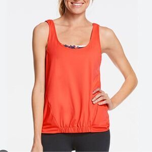 Fabletics size XS Red Workout shirt with open back tank top